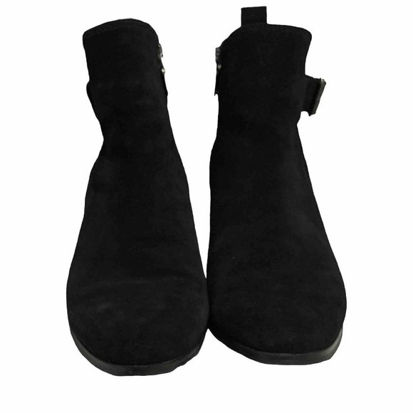 Blondo Black Waterproof Suede Leather Buckle Ankle Boots Booties Size 10 - Picture 2 of 14